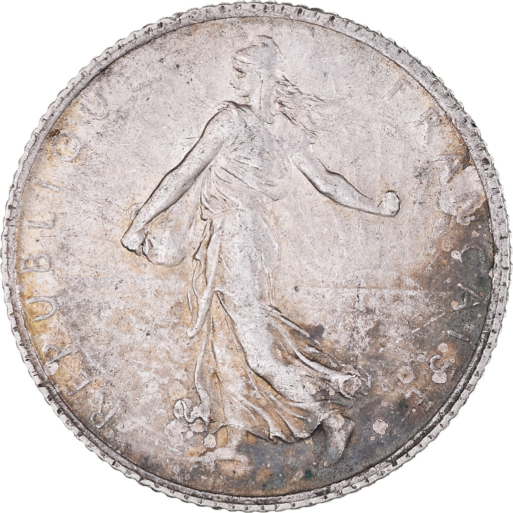 Moneta, Francja, Semeuse, Franc, 1911, Paris, VF(30-35), Srebro, KM:844.1