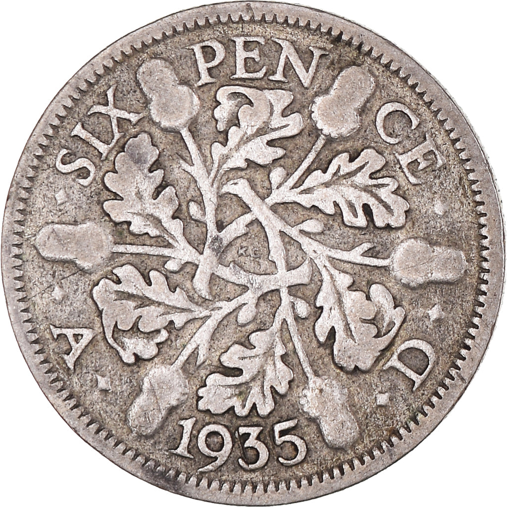 Coin, Great Britain, George V, 6 Pence, 1935, VF(20-25), Silver, KM:832