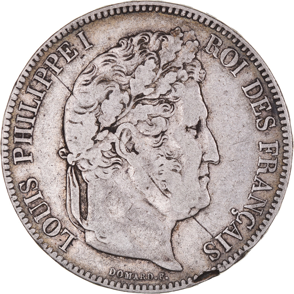 Moneta, Francia, Louis-Philippe, 5 Francs, 1833, Nantes, MB+, Argento
