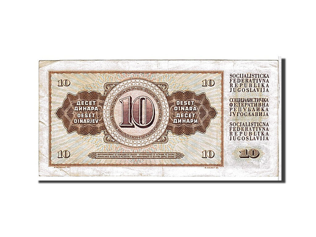 Banknote, Yugoslavia, 10 Dinara, 1968, VF(20-25)
