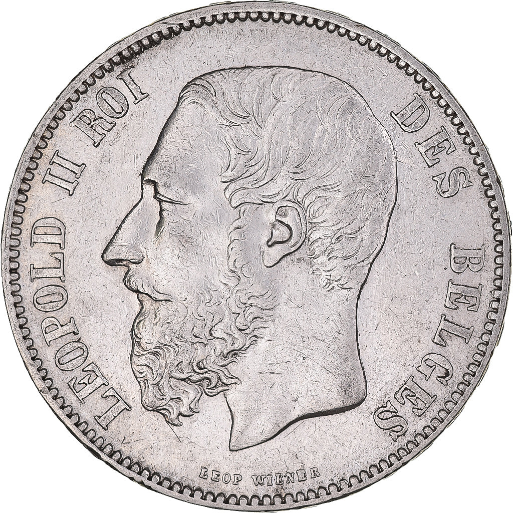Moneta, Belgio, Leopold II, 5 Francs, 5 Frank, 1873, BB+, Argento, KM:24