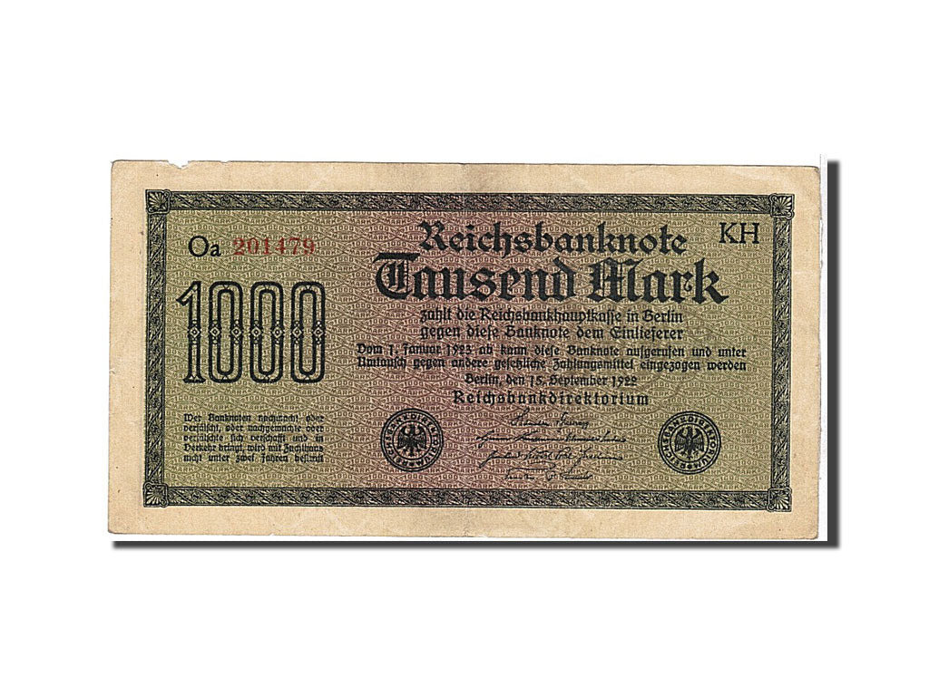 Billete, 1000 Mark, 1922, Alemania, MBC