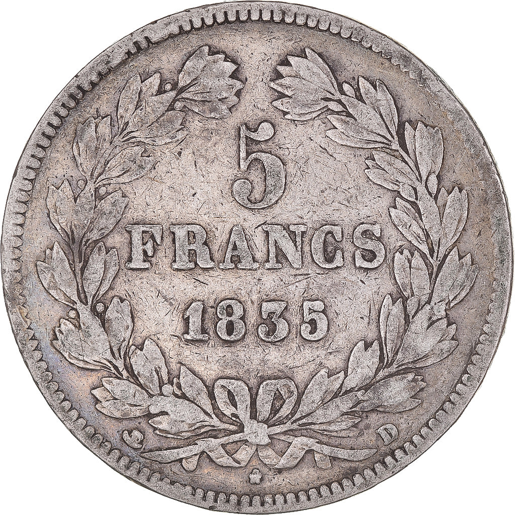 Monnaie, France, Louis-Philippe, 5 Francs, 1835, Lyon, TB+, Argent, Gadoury:678
