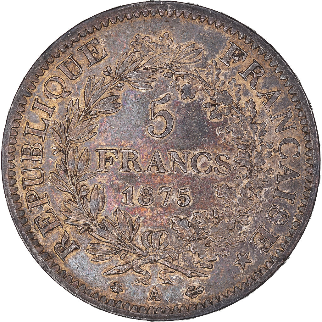 Moneta, Francia, Hercule, 5 Francs, 1875, Paris, BB+, Argento, KM:820.1