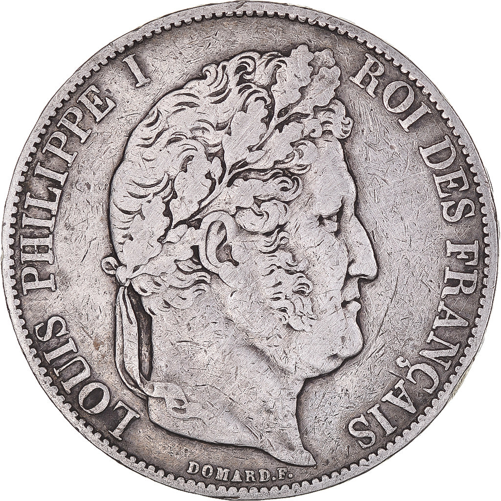 Moneta, Francia, Louis-Philippe, 5 Francs, 1845, Lille, BB, Argento, KM:749.13