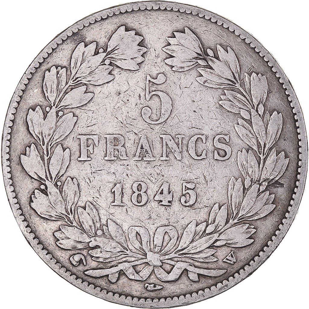 Moneta, Francia, Louis-Philippe, 5 Francs, 1845, Lille, BB, Argento, KM:749.13