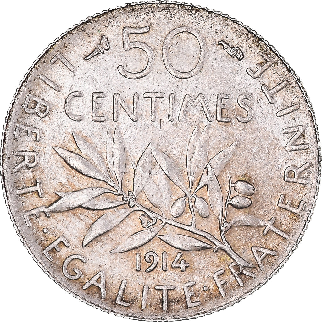 Monnaie, France, Semeuse, 50 Centimes, 1914, Paris, SUP, Argent, Gadoury:420
