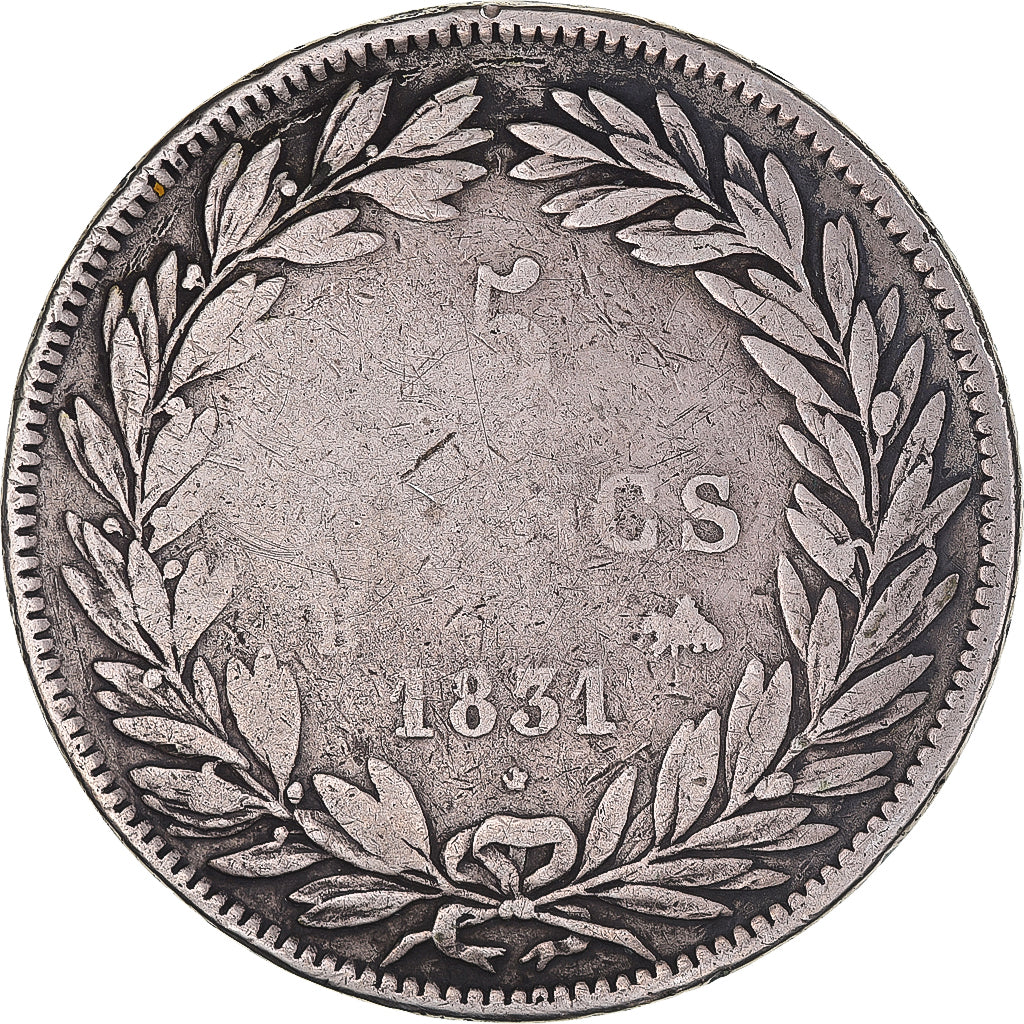 Coin, France, Louis-Philippe, 5 Francs, 1831, Rouen, Tranche en creux