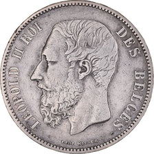 Moeda, Bélgica, Leopold II, 5 Francs, 5 Frank, 1867, VF(30-35), Prata, KM:24