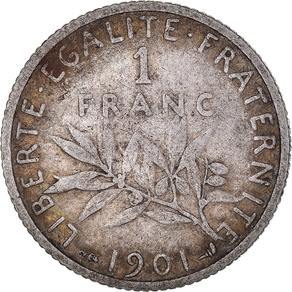 Moneta, Francja, Semeuse, Franc, 1901, VF(20-25), Srebro, KM:844.1, Gadoury:467
