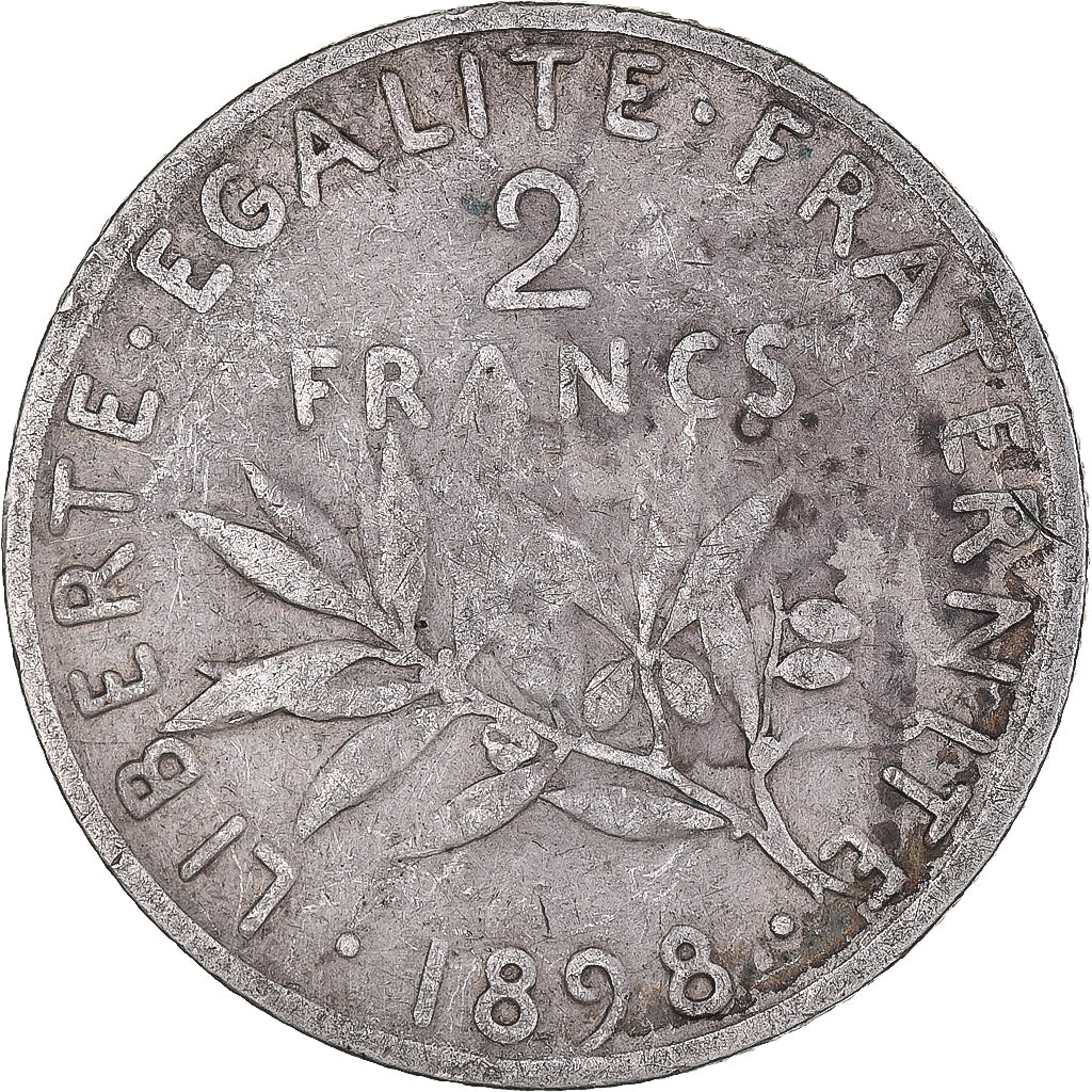 Coin, France, Semeuse, 2 Francs, 1898, Paris, VF(30-35), Silver, KM:845.1