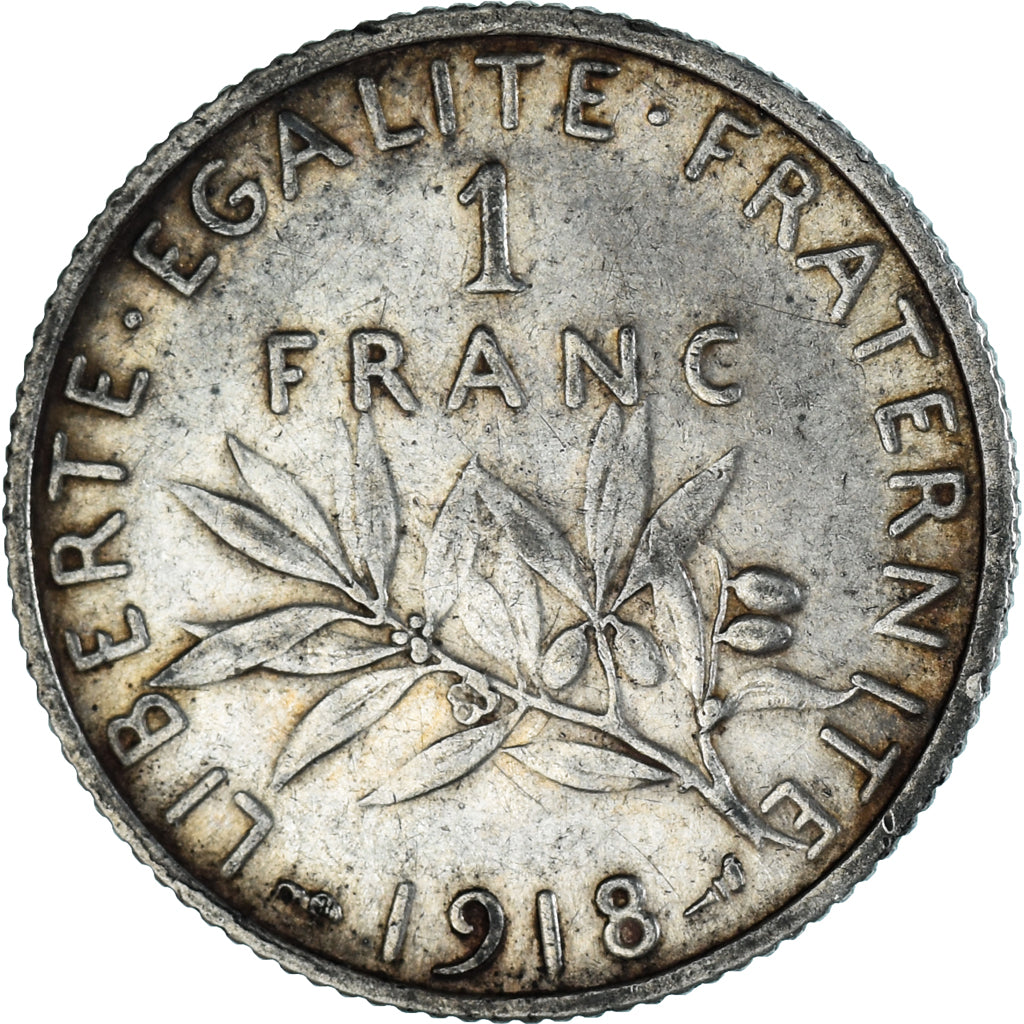 Moneta, Francja, Semeuse, Franc, 1918, Paris, EF(40-45), Srebro, KM:844.1