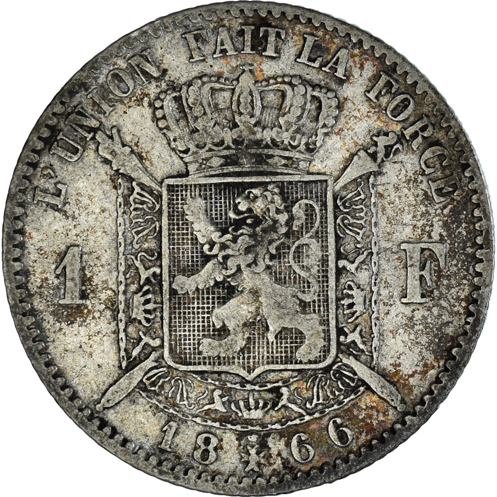 Coin, Belgium, Leopold II, Franc, 1866, EF(40-45), Silver, KM:28.1