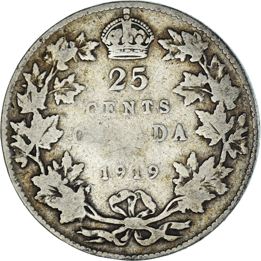Monnaie, Canada, George V, 25 Cents, 1919, Royal Canadian Mint, Ottawa, B+