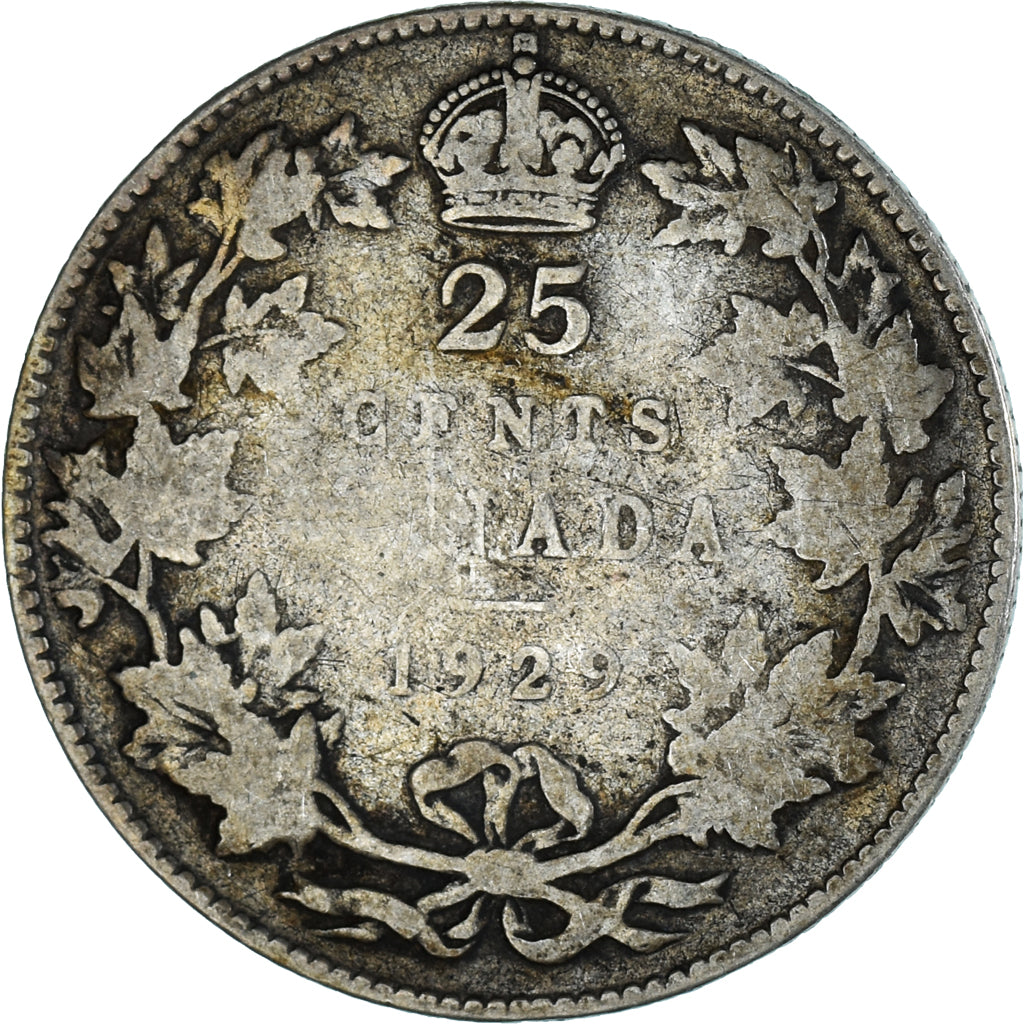 Moneta, Canada, George V, 25 Cents, 1929, Royal Canadian Mint, Ottawa, MB