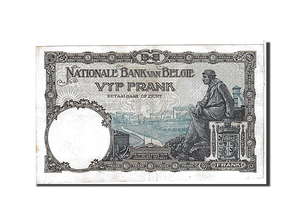 Banknote, Belgium, 5 Francs, 1922, KM:93, EF(40-45)