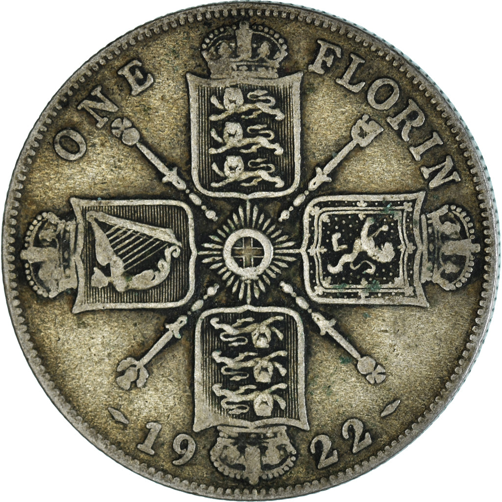 Grande-Bretagne, George V, Florin, Two Shillings, 1922, TB+, Argent, KM:817a