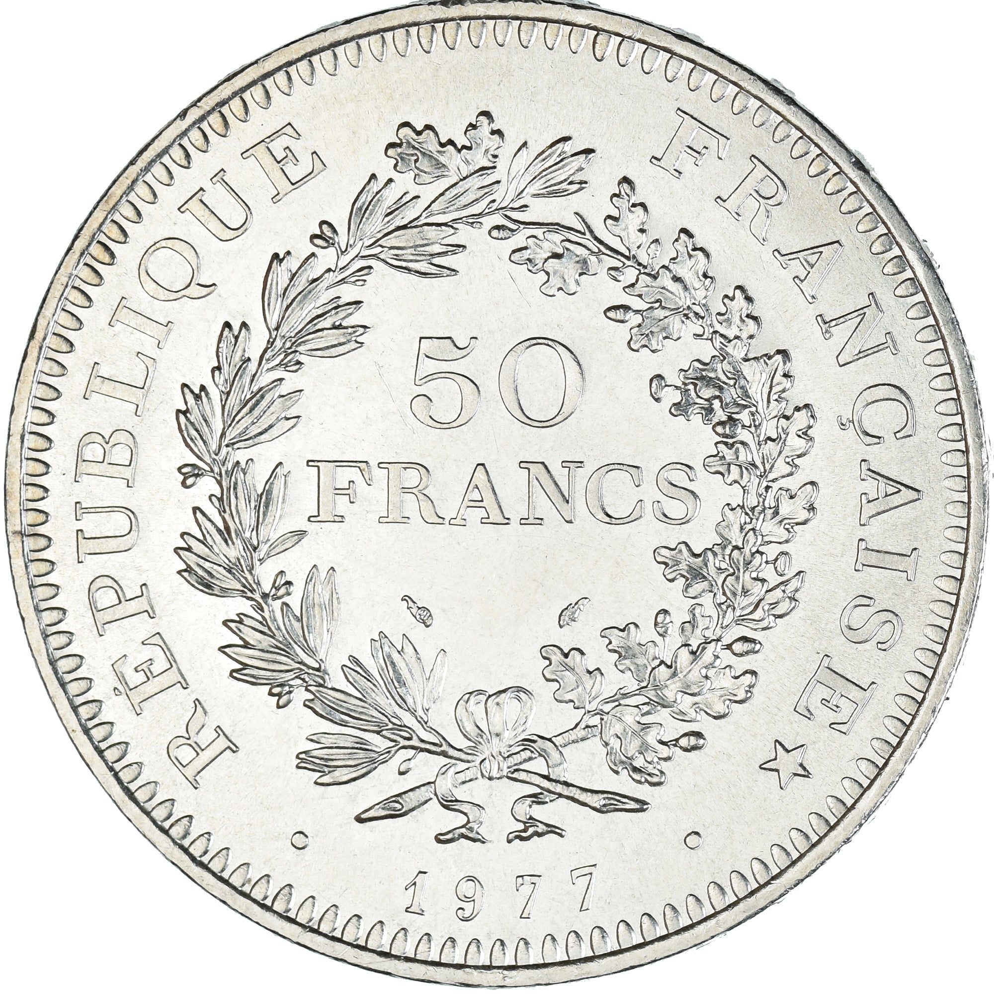 Münze, Frankreich, Hercule, 50 Francs, 1977, Paris, VZ+, Silber, KM:941.1