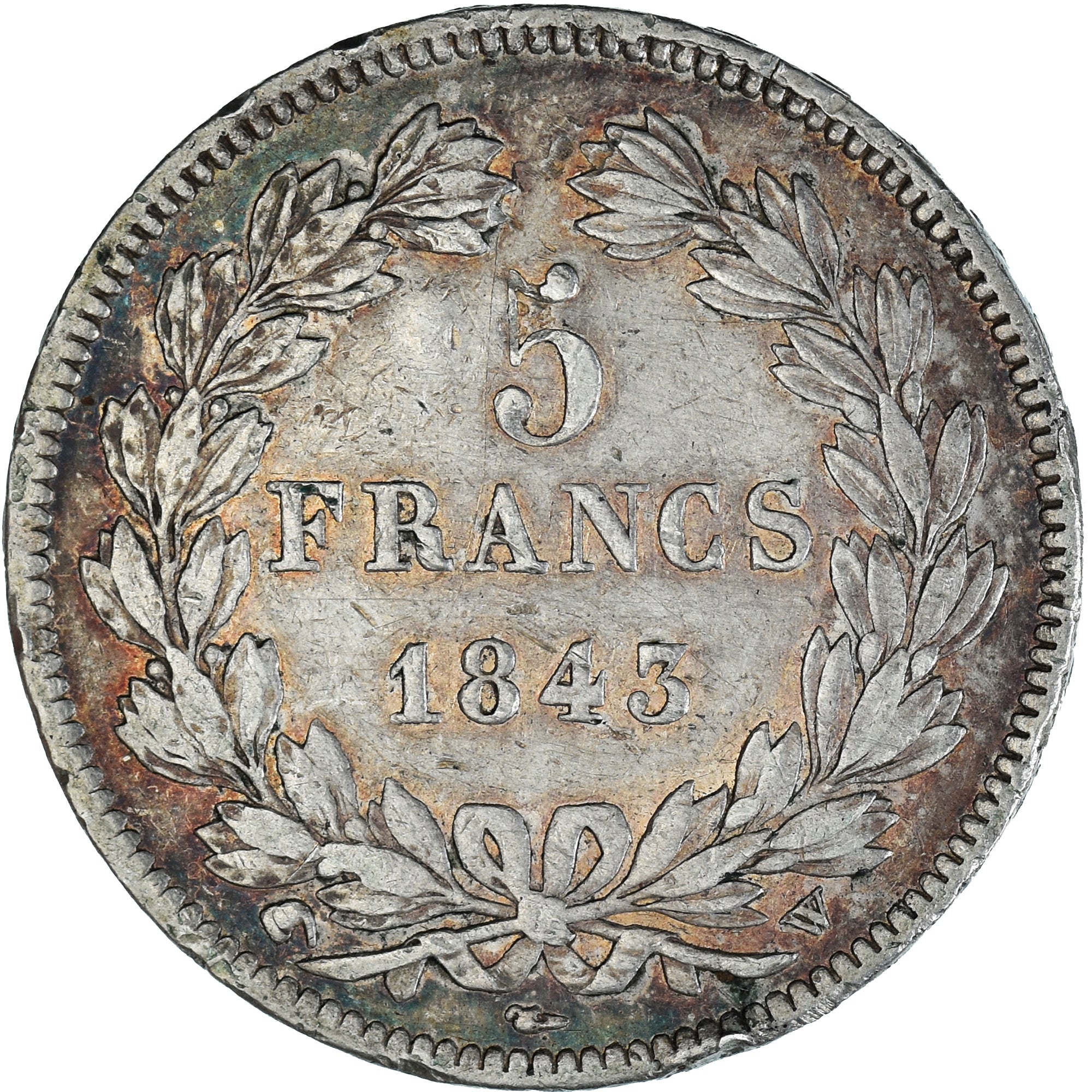 Coin, France, Louis-Philippe, 5 Francs, 1843, Lille, EF(40-45), Silver