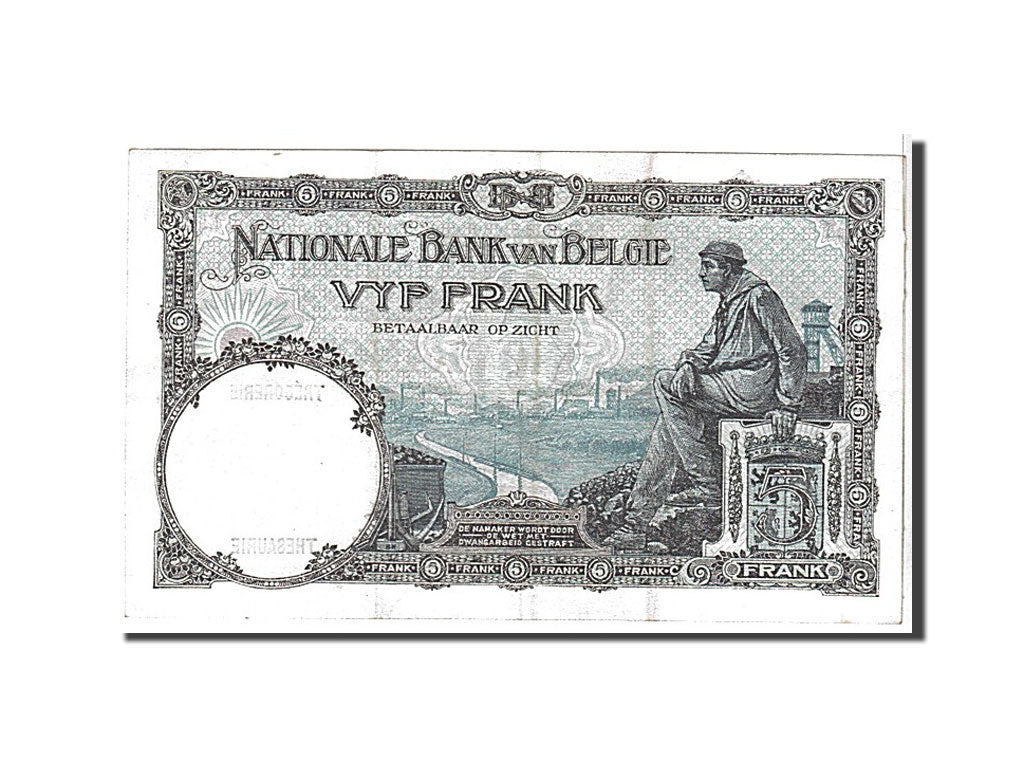 Banknote, Belgium, 5 Francs, 1929, KM:97b, AU(50-53)
