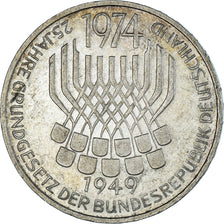 ALEMANIA - REPÚBLICA FEDERAL, 5 Mark, 1974, Stuttgart, Germany, MBC+, Plata