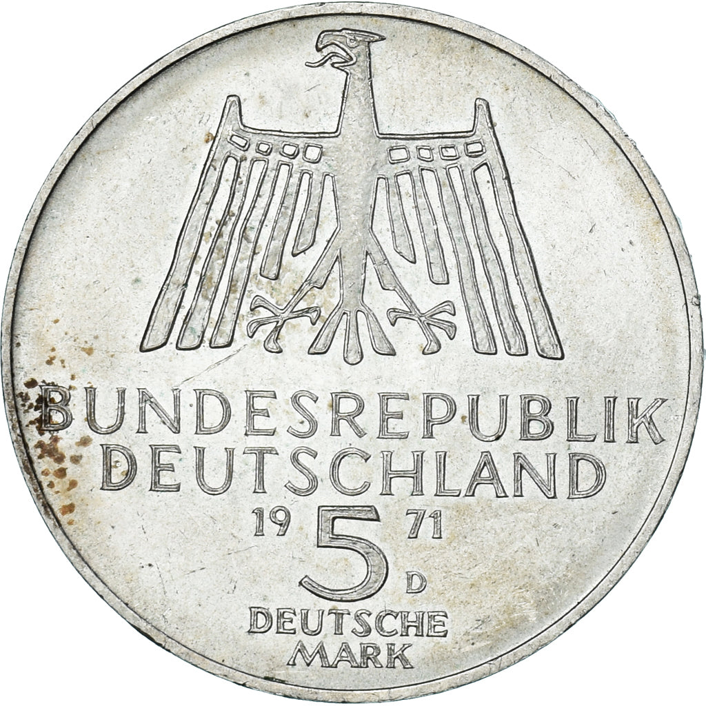 Coin, GERMANY - FEDERAL REPUBLIC, 5 Mark, 1971, Munich, Germany, EF(40-45)