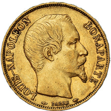 Moneta, Francia, Napoleon III, Napoléon III, 20 Francs, 1852, Paris, BB+, Oro
