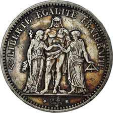 Moneta, Francja, Hercule, 5 Francs, 1873, Paris, VF(30-35), Srebro, KM:820.1