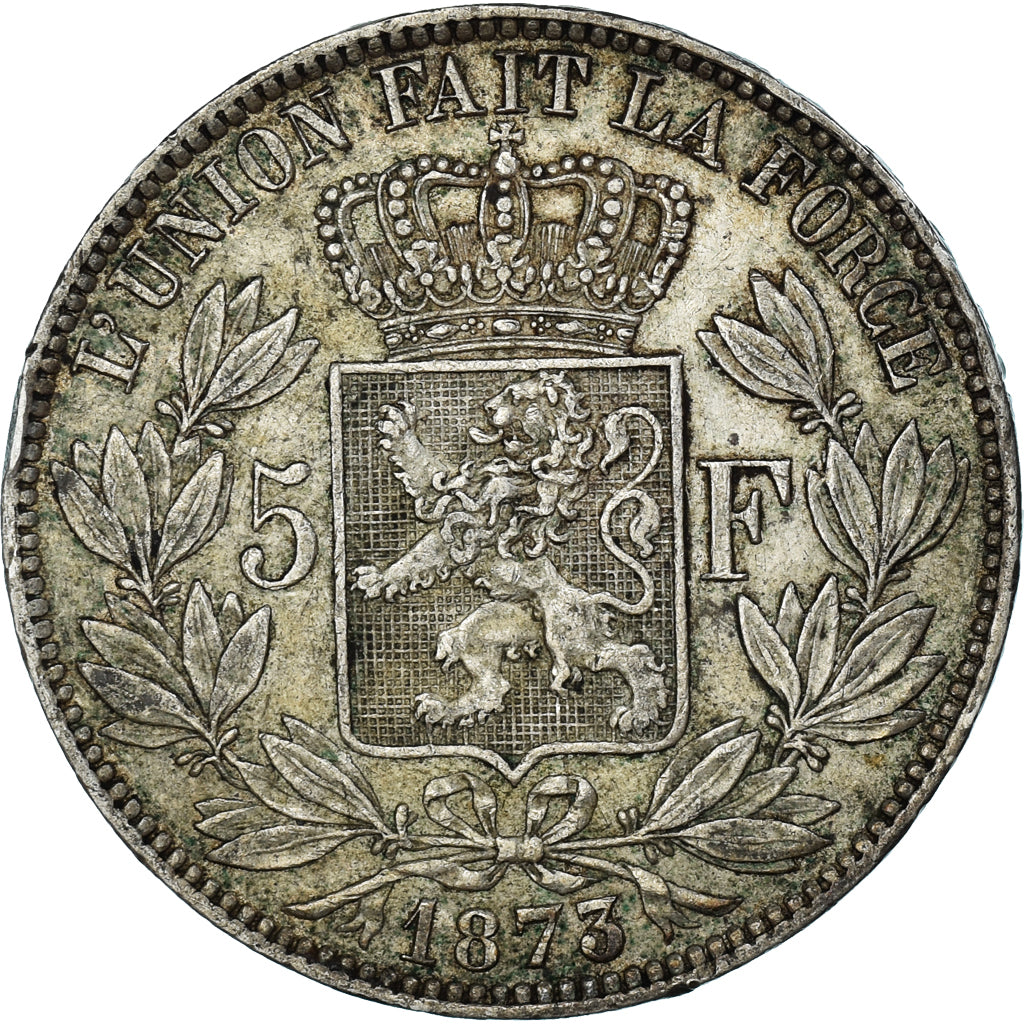 Münze, Belgien, Leopold II, 5 Francs, 5 Frank, 1873, S+, Silber, KM:24