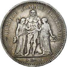 Moneta, Francja, Hercule, 5 Francs, 1849, Paris, VF(30-35), Srebro, KM:756.1