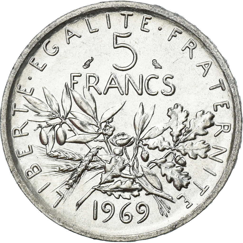 Moneta, Francia, Semeuse, 5 Francs, 1969, Paris, SPL, Argento, KM:926