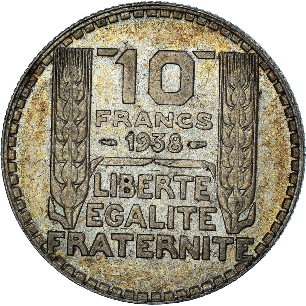 Moneda, Francia, Turin, 10 Francs, 1938, Paris, MBC+, Plata, KM:878, Gadoury:801