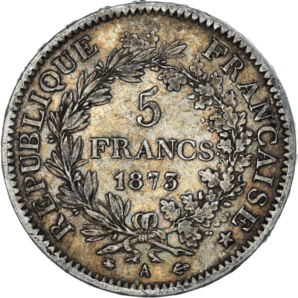 Moneta, Francia, Hercule, 5 Francs, 1873, Paris, MB+, Argento, KM:820.1
