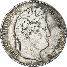 Coin, France, Louis-Philippe, 5 Francs, 1843, Rouen, VF(20-25), Silver