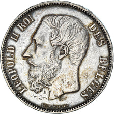Moneda, Bélgica, Leopold II, 5 Francs, 5 Frank, 1867, MBC, Plata