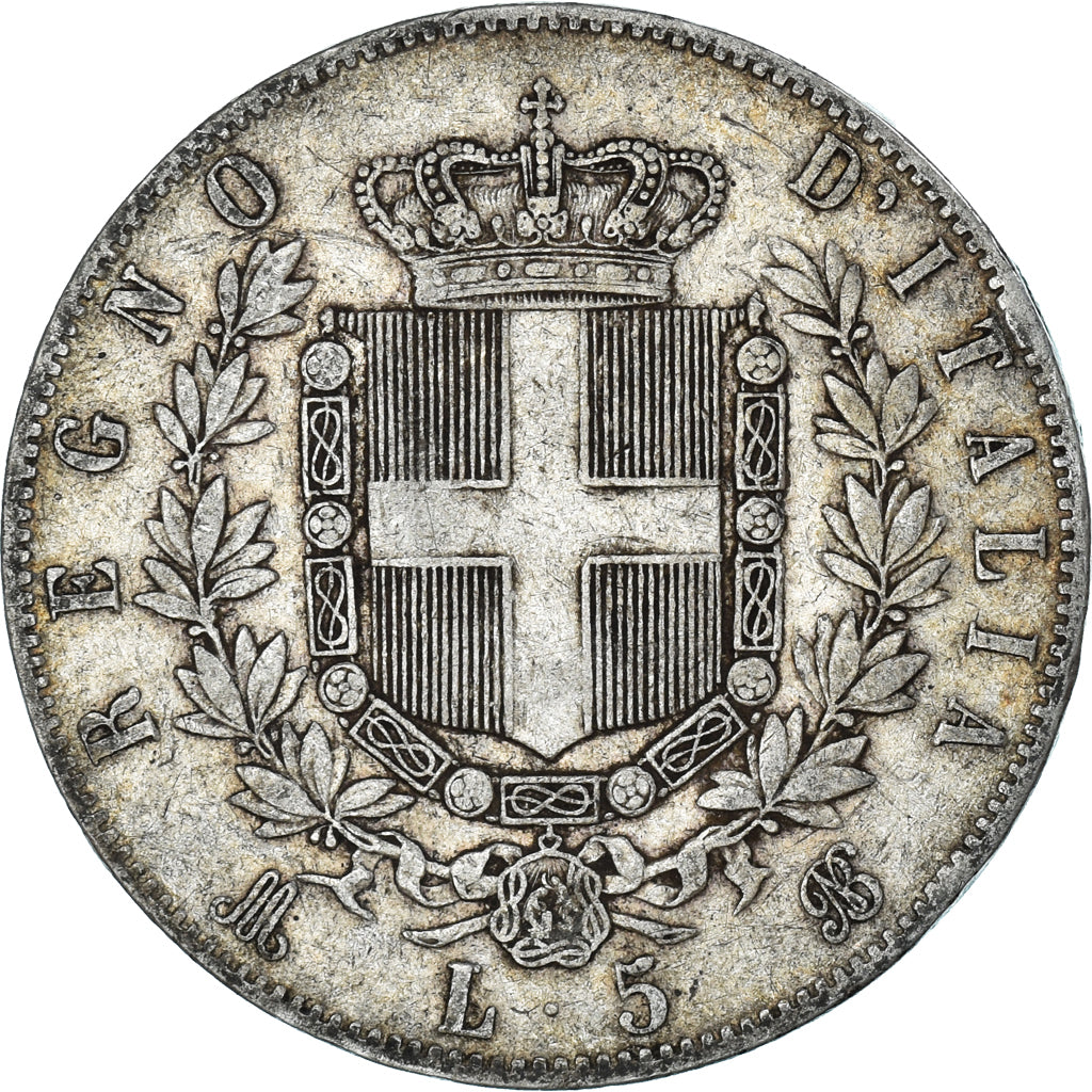 Coin, Italy, Vittorio Emanuele II, 5 Lire, 1872, Milan, VF(30-35), Silver