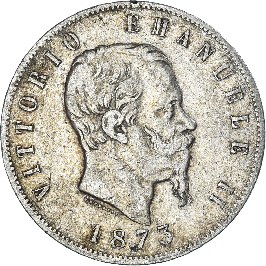 Moneta, Italia, Vittorio Emanuele II, 5 Lire, 1873, Milan, MB+, Argento, KM:8.3
