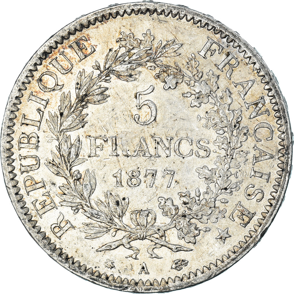 Moneda, Francia, Hercule, 5 Francs, 1877, Paris, MBC, Plata, KM:820.1