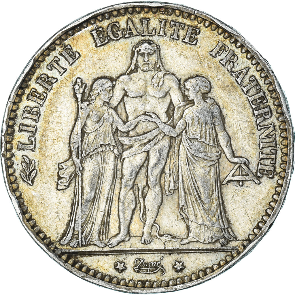 Moeda, França, Hercule, 5 Francs, 1875, Paris, EF(40-45), Prata, KM:820.1