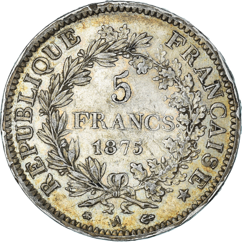 Moeda, França, Hercule, 5 Francs, 1875, Paris, EF(40-45), Prata, KM:820.1