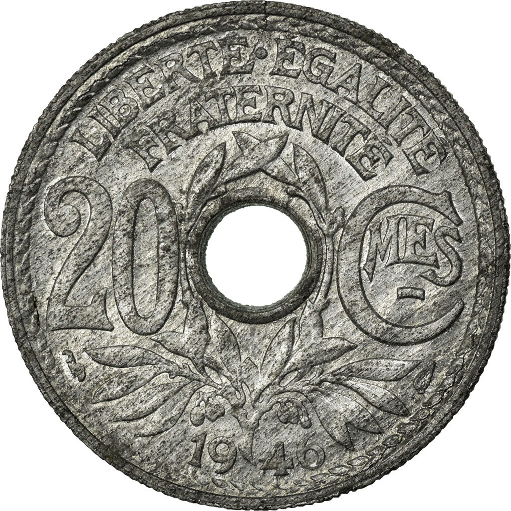 Coin, France, Lindauer, 20 Centimes, 1946, EF(40-45), Zinc, Gadoury:324