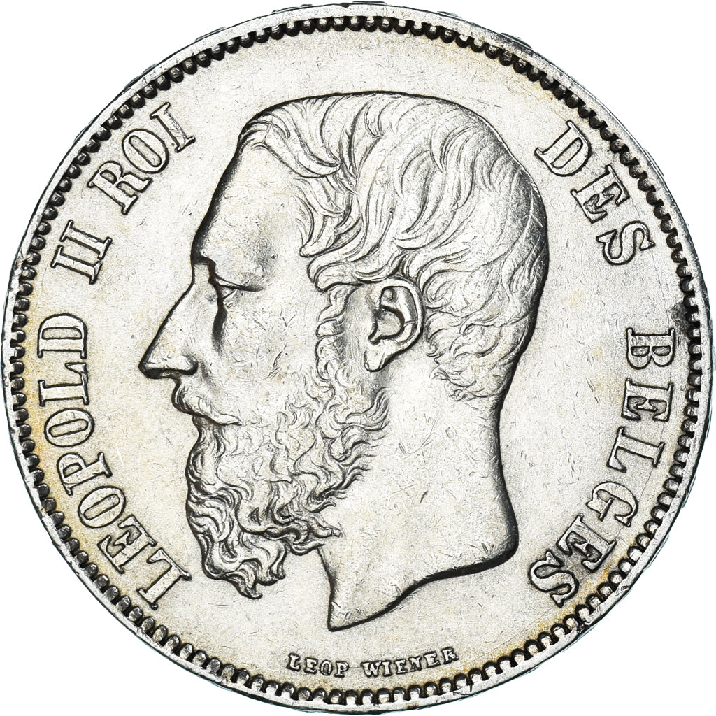 Moneda, Bélgica, Leopold II, 5 Francs, 5 Frank, 1873, MBC+, Plata, KM:24
