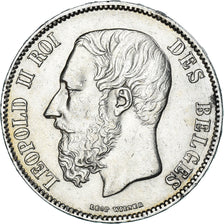 Coin, Belgium, Leopold II, 5 Francs, 5 Frank, 1873, AU(50-53), Silver, KM:24