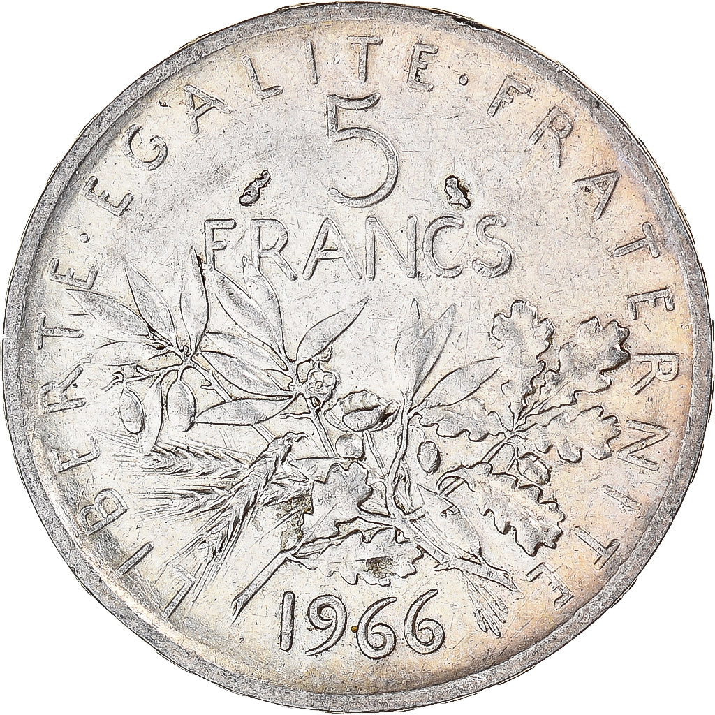 France, Semeuse, 5 Francs, 1966, Paris, AU(50-53), Silver, KM:926, Gadoury:770