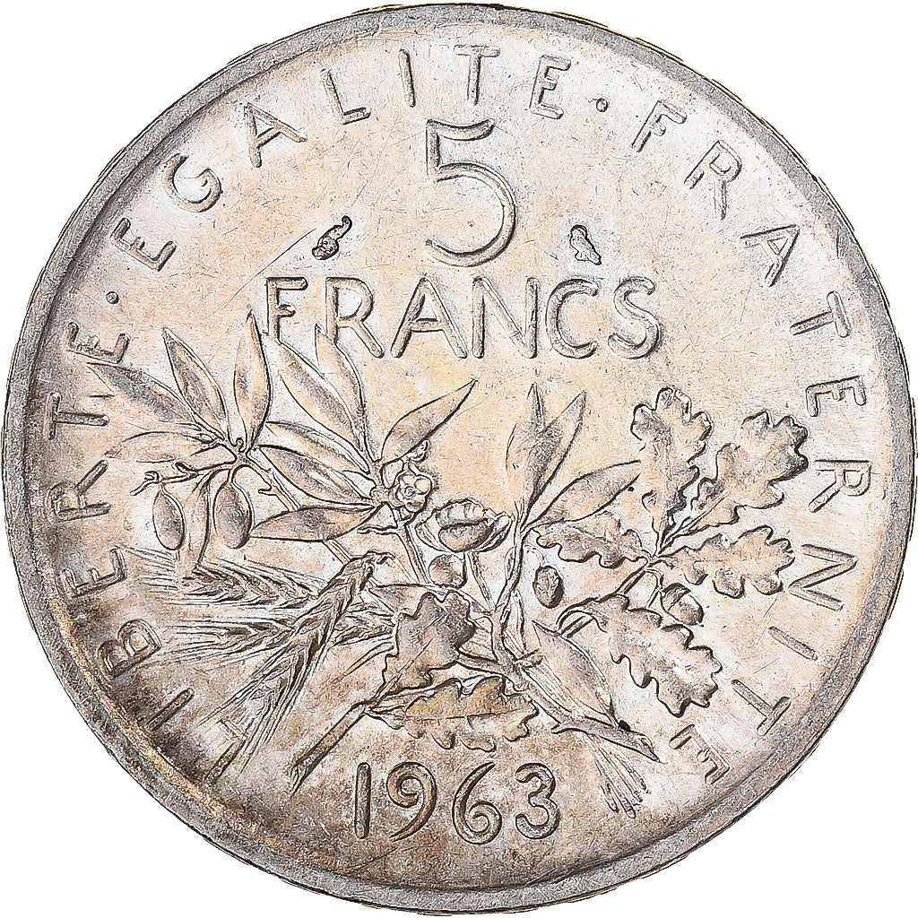 Münze, Frankreich, Semeuse, 5 Francs, 1963, Paris, VZ+, Silber, KM:926