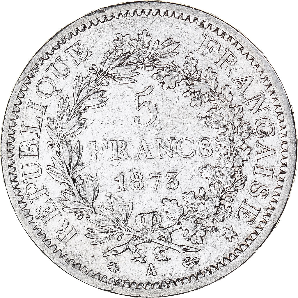 Munten, Frankrijk, Hercule, 5 Francs, 1873, Paris, ZF+, Zilver, KM:820.1