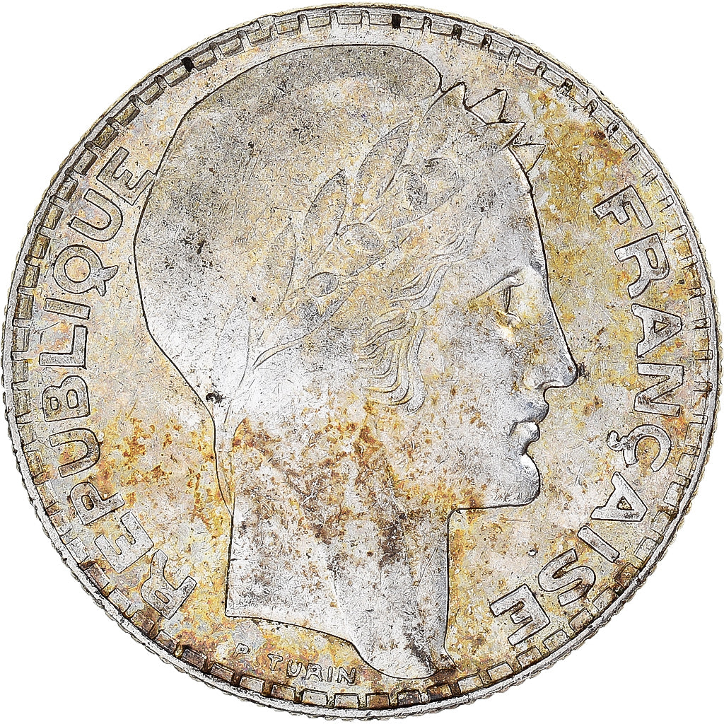 Moneda, Francia, Turin, 10 Francs, 1938, Paris, MBC+, Plata, KM:878, Gadoury:801