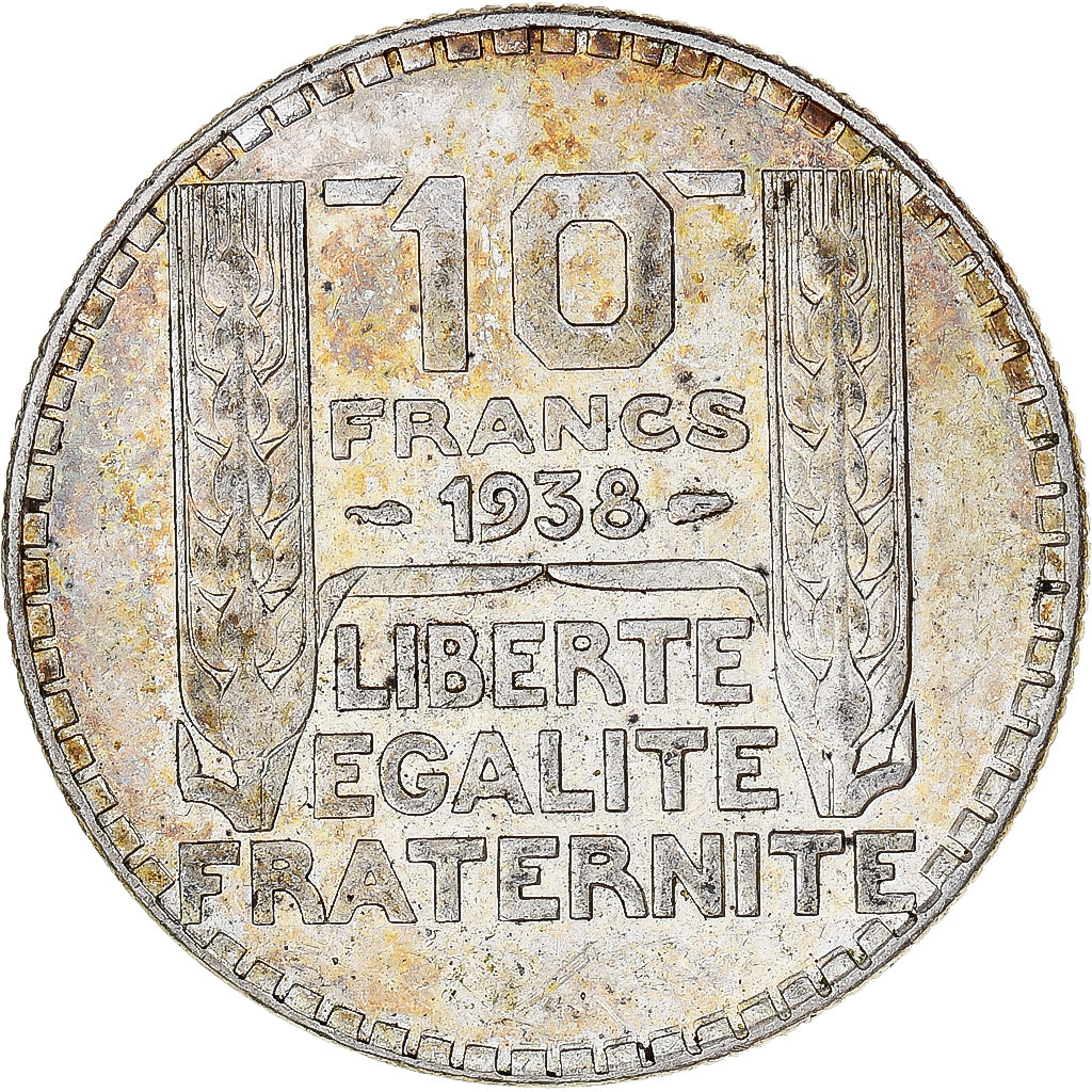 Moneda, Francia, Turin, 10 Francs, 1938, Paris, MBC+, Plata, KM:878, Gadoury:801