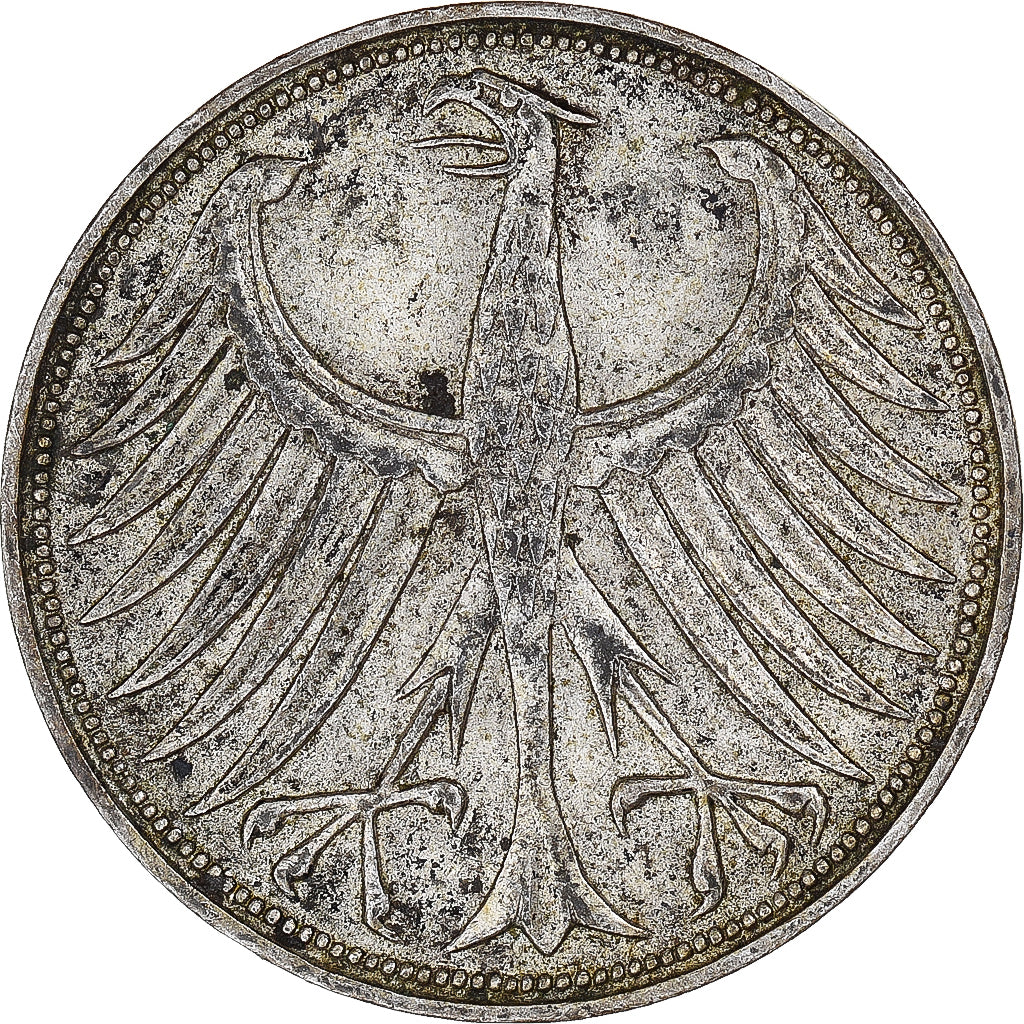GERMANY - FEDERAL REPUBLIC, 5 Mark, 1951, Munich, EF(40-45), Silver, KM:112.1