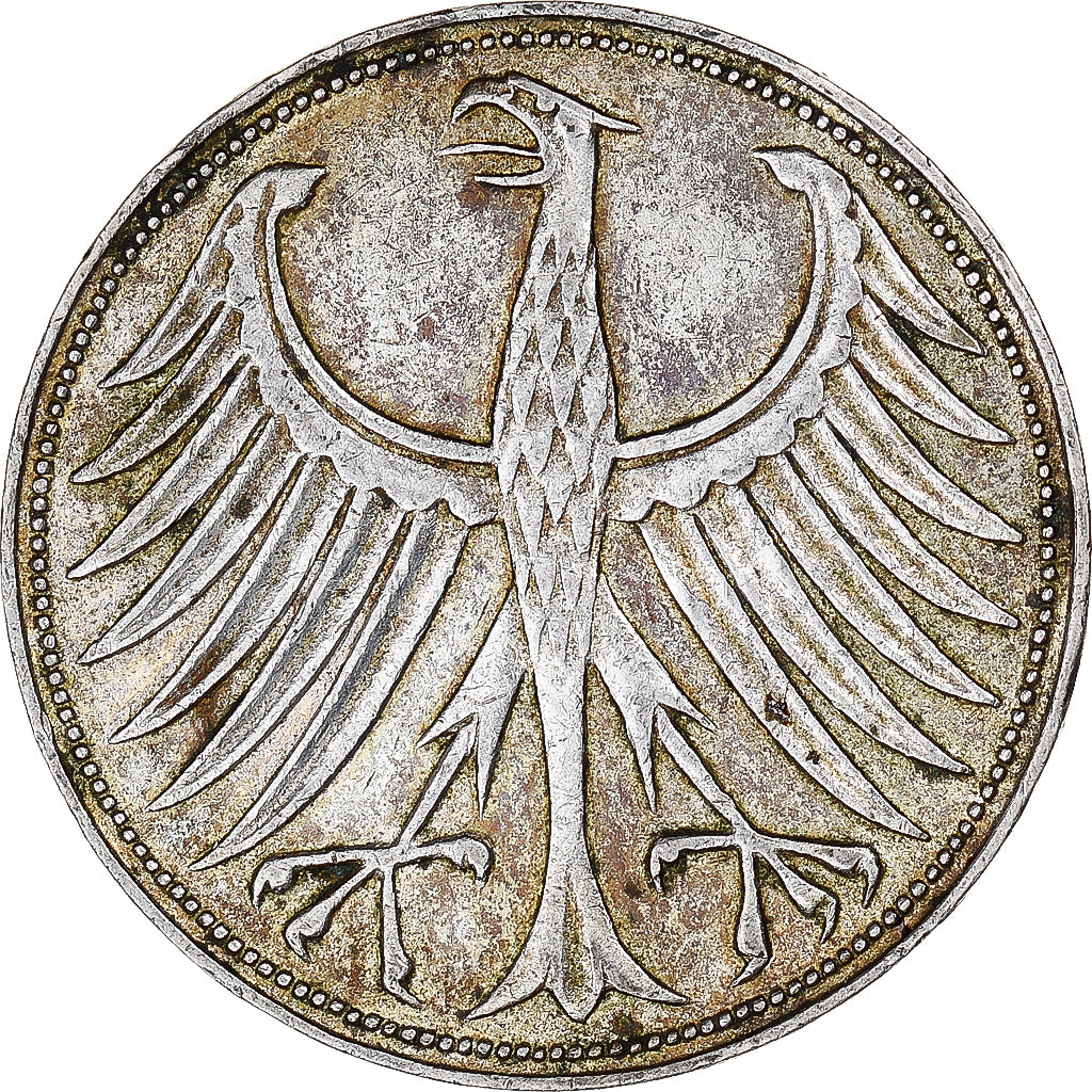 GERMANY - FEDERAL REPUBLIC, 5 Mark, 1951, Hamburg, EF(40-45), Silver, KM:112.1